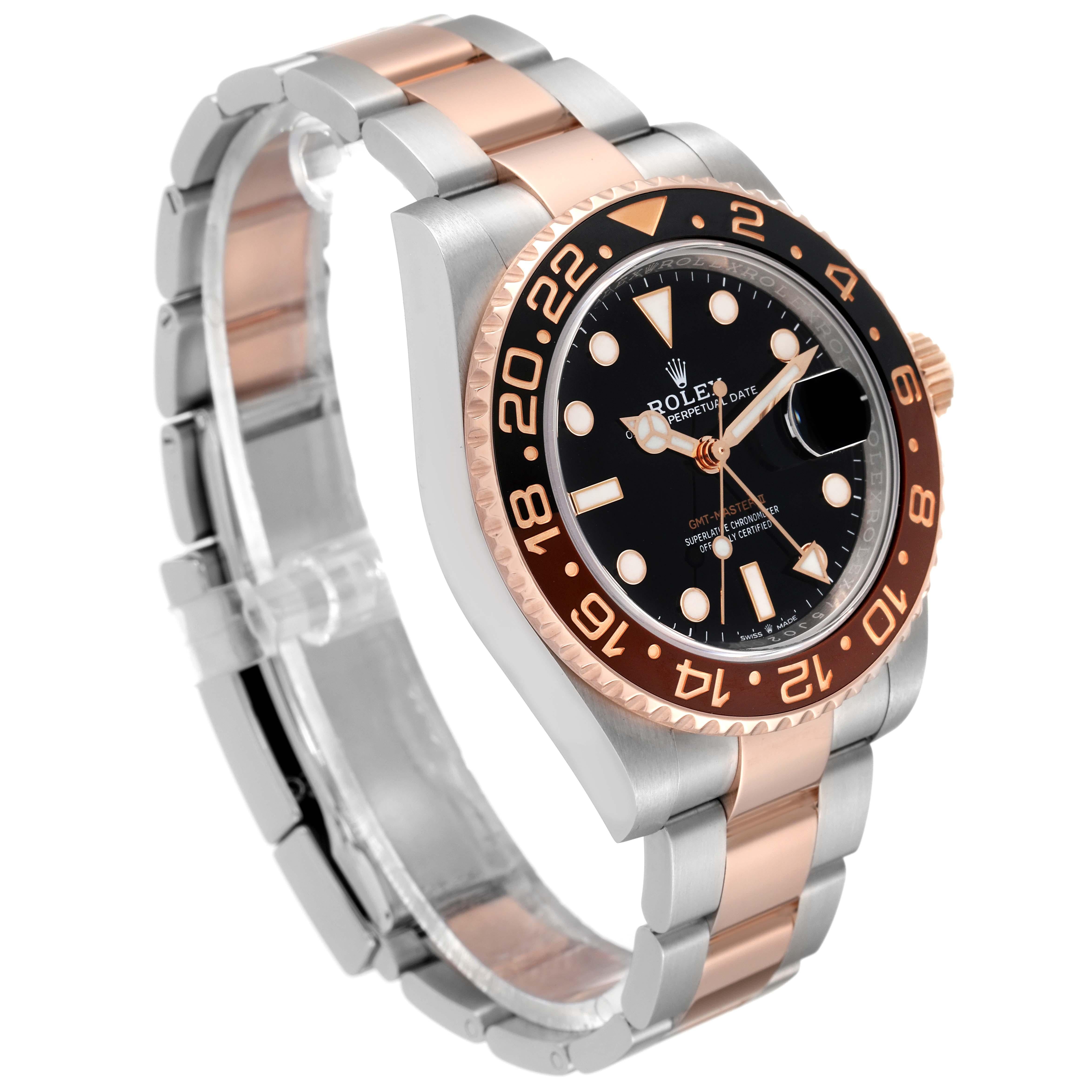 Rolex GMT Master II Stahl Rose Gold Herrenuhr 126711 Box Karte im Zustand „Hervorragend“ in Atlanta, GA