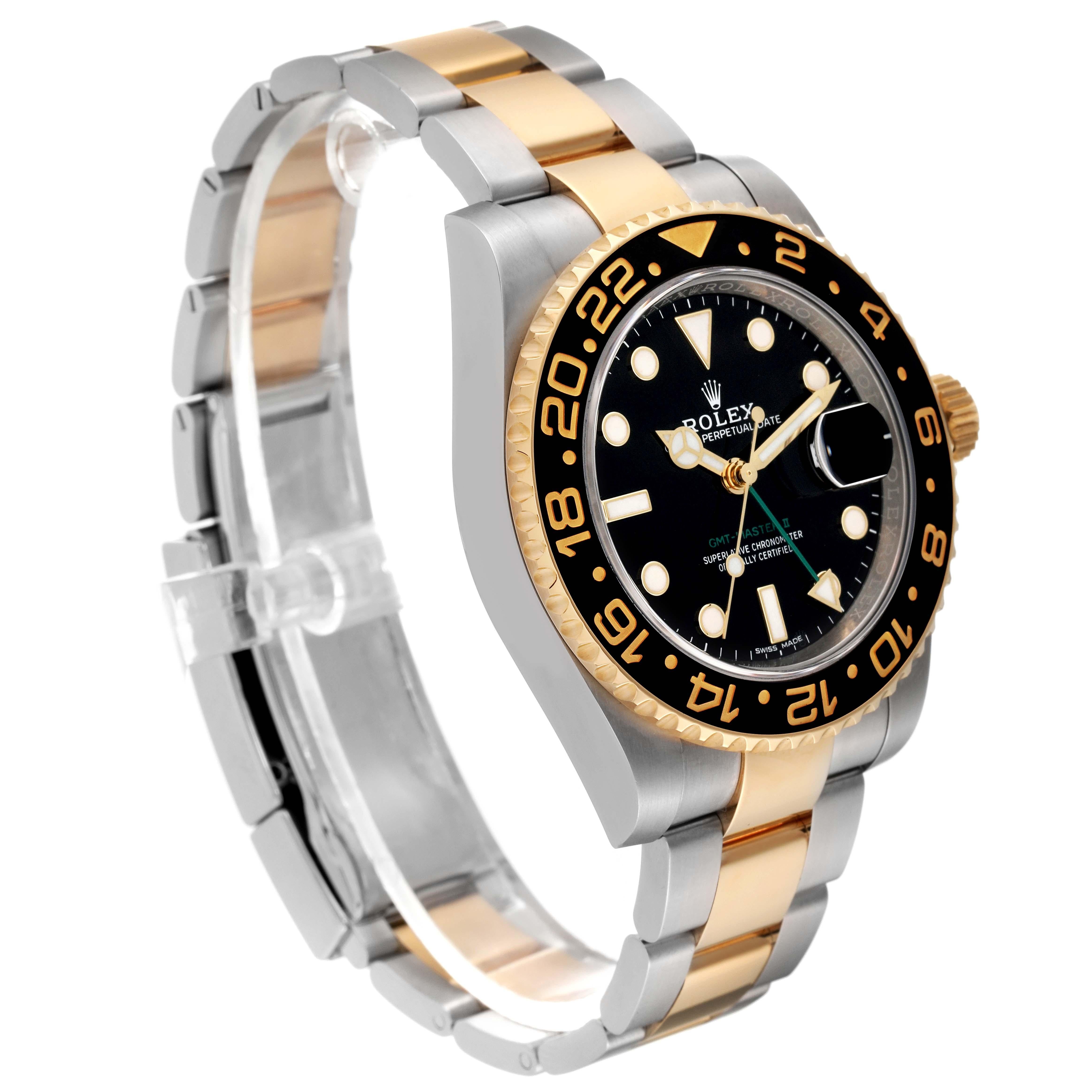 Rolex GMT Master II Steel Yellow Gold Black Dial Mens Watch 116713 Box Card 6
