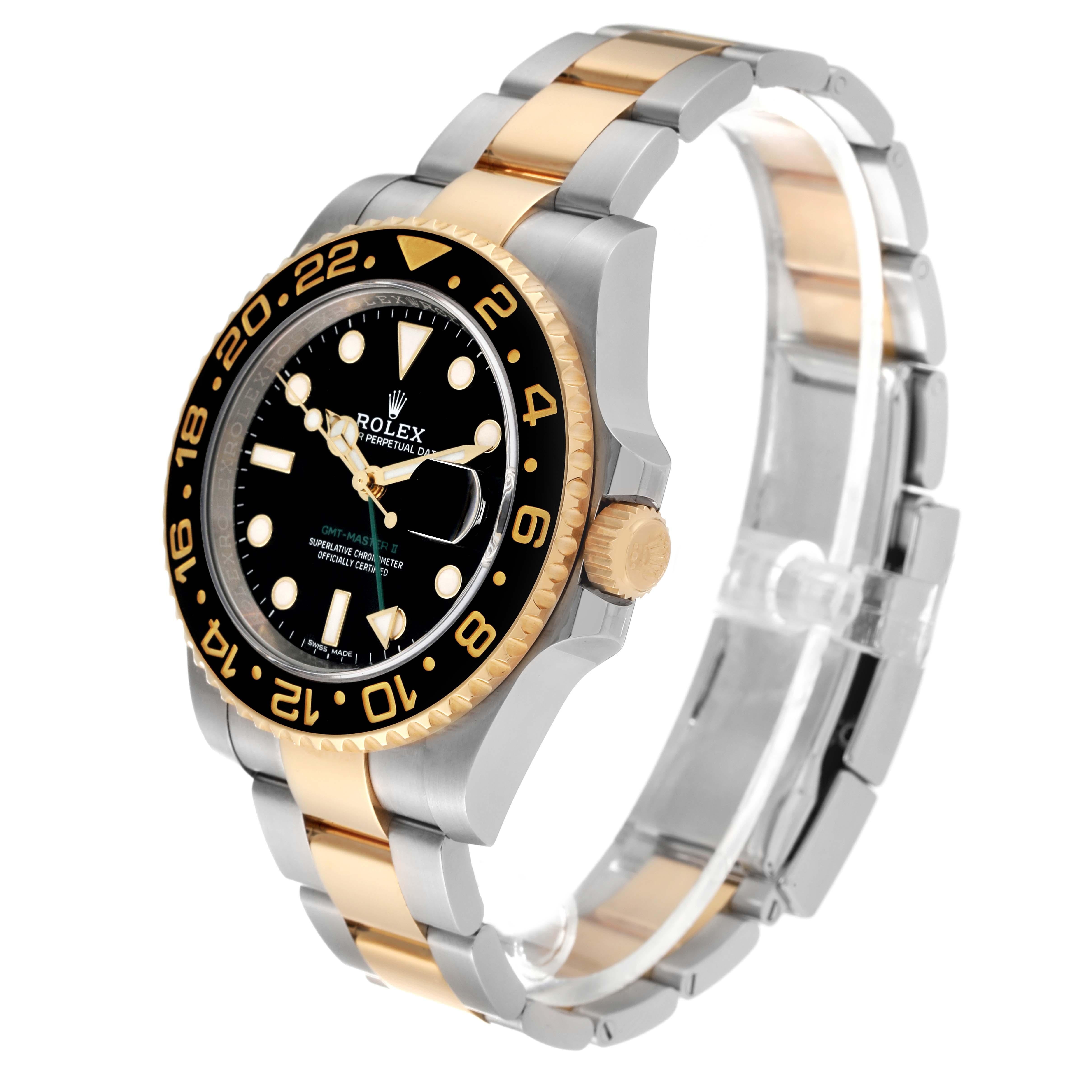 Rolex GMT Master II Steel Yellow Gold Black Dial Mens Watch 116713 Box Card 8