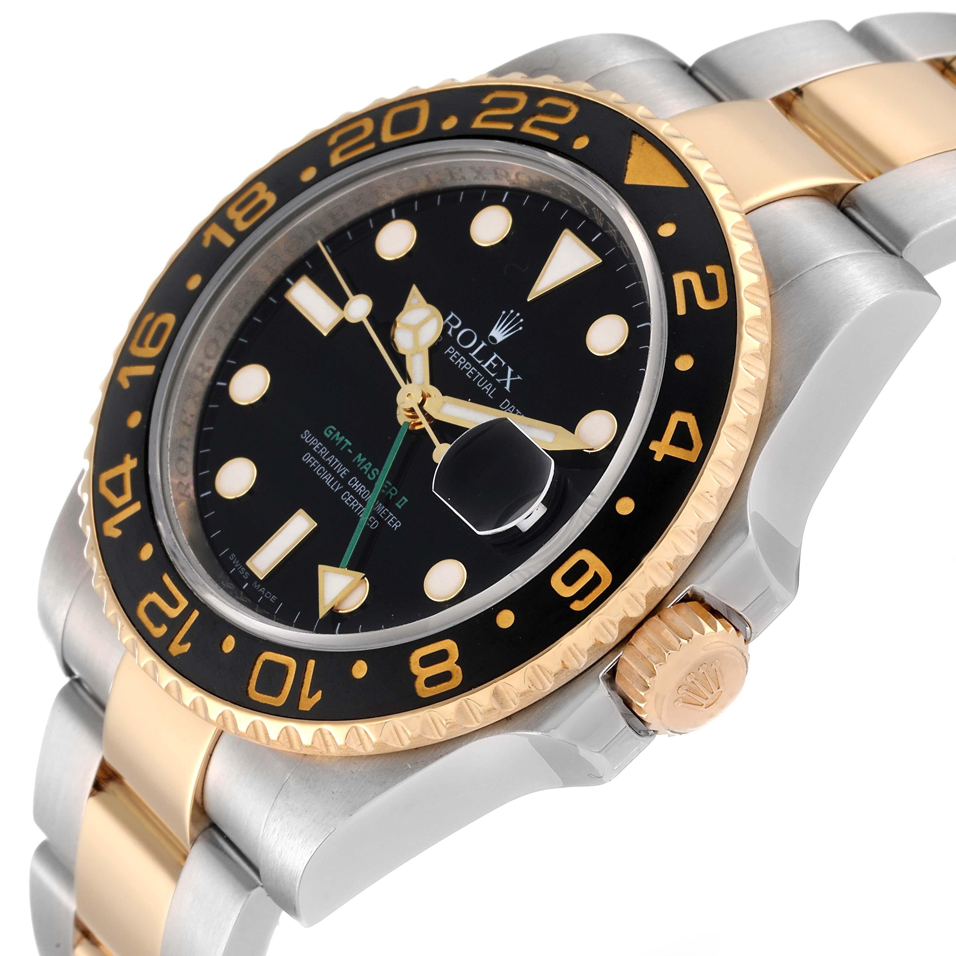 Rolex GMT Master II Steel Yellow Gold Black Dial Mens Watch 116713 Box Card 4