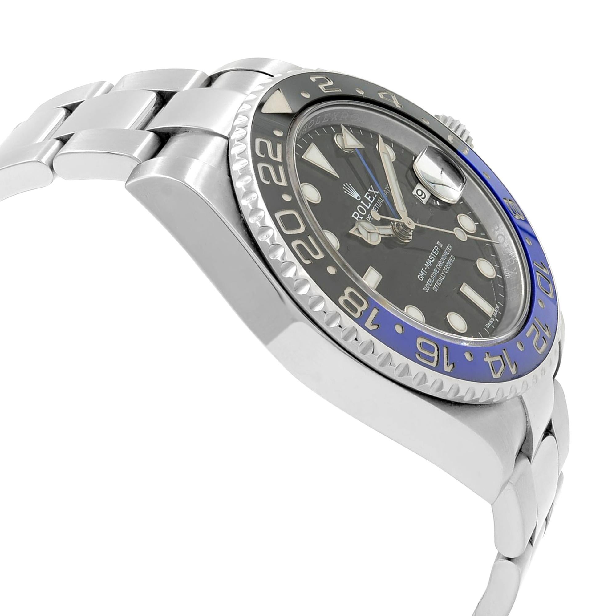 Men's Rolex GMT-Master II Steels Batman Black Dial Automatic Mens Watch 116710BLNR