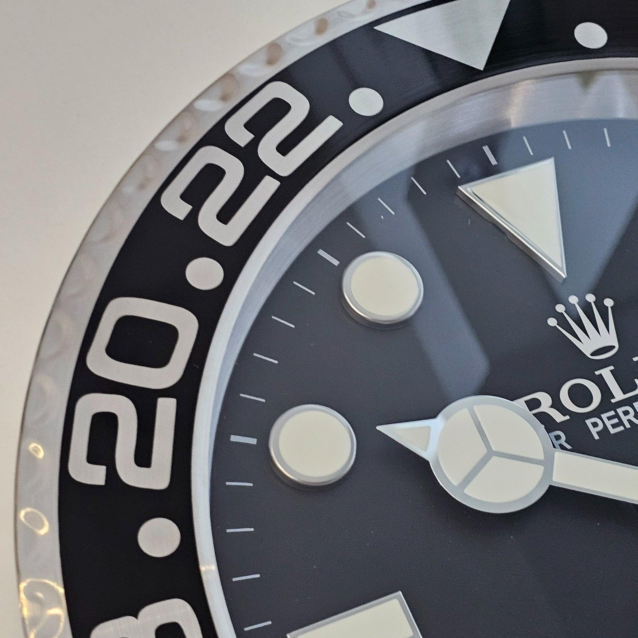 Swiss Rolex GMT MASTER II Store Display Wall Clock in Stainless Steel And Enamel