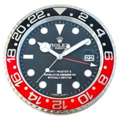 Rolex GMT MASTER II Store Display Wall Clock in Stainless Steel And Enamel