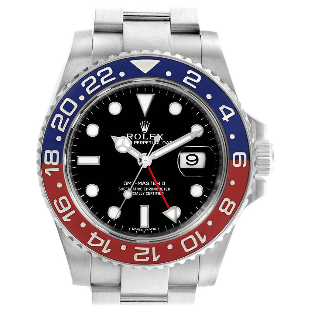 Rolex GMT Master II White Gold Pepsi Bezel Men's Watch 116719 Box