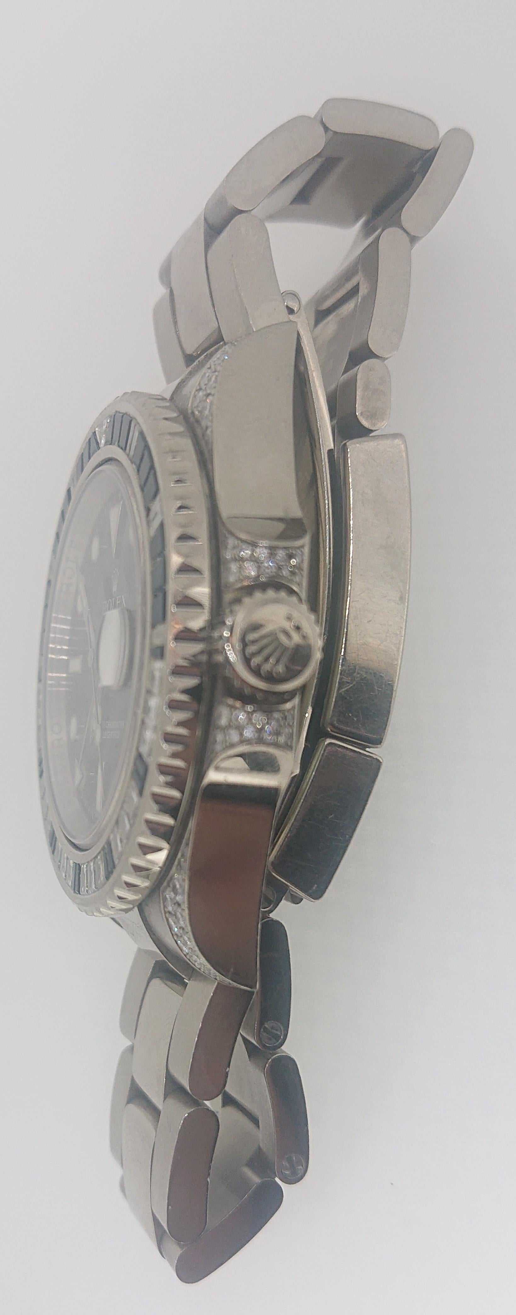 Rolex GMT Master II White Gold Sapphire and Diamond Ref 116759 Wristwatch In Good Condition In London, GB