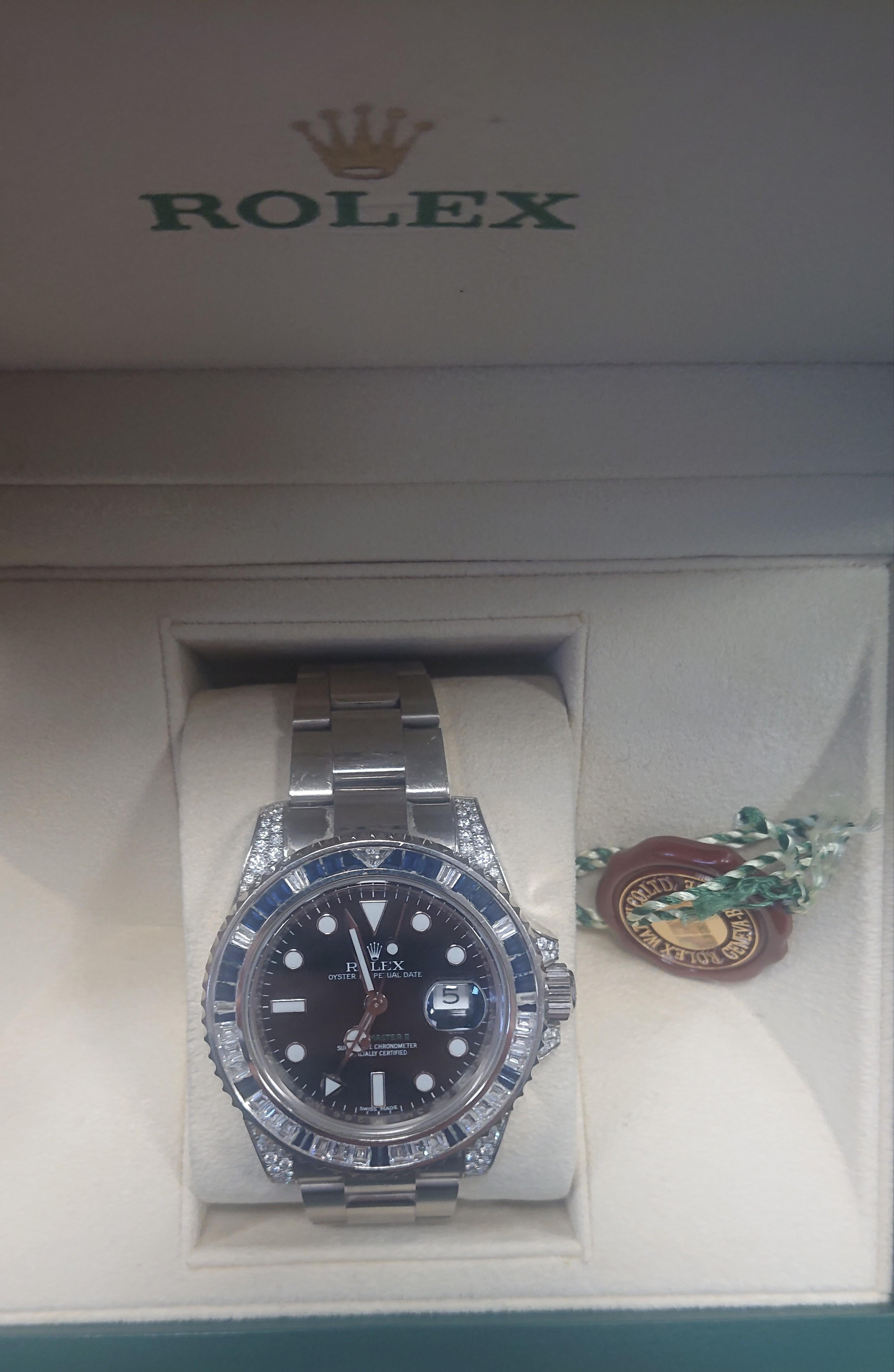 Rolex GMT Master II White Gold Sapphire and Diamond Ref 116759 Wristwatch 1