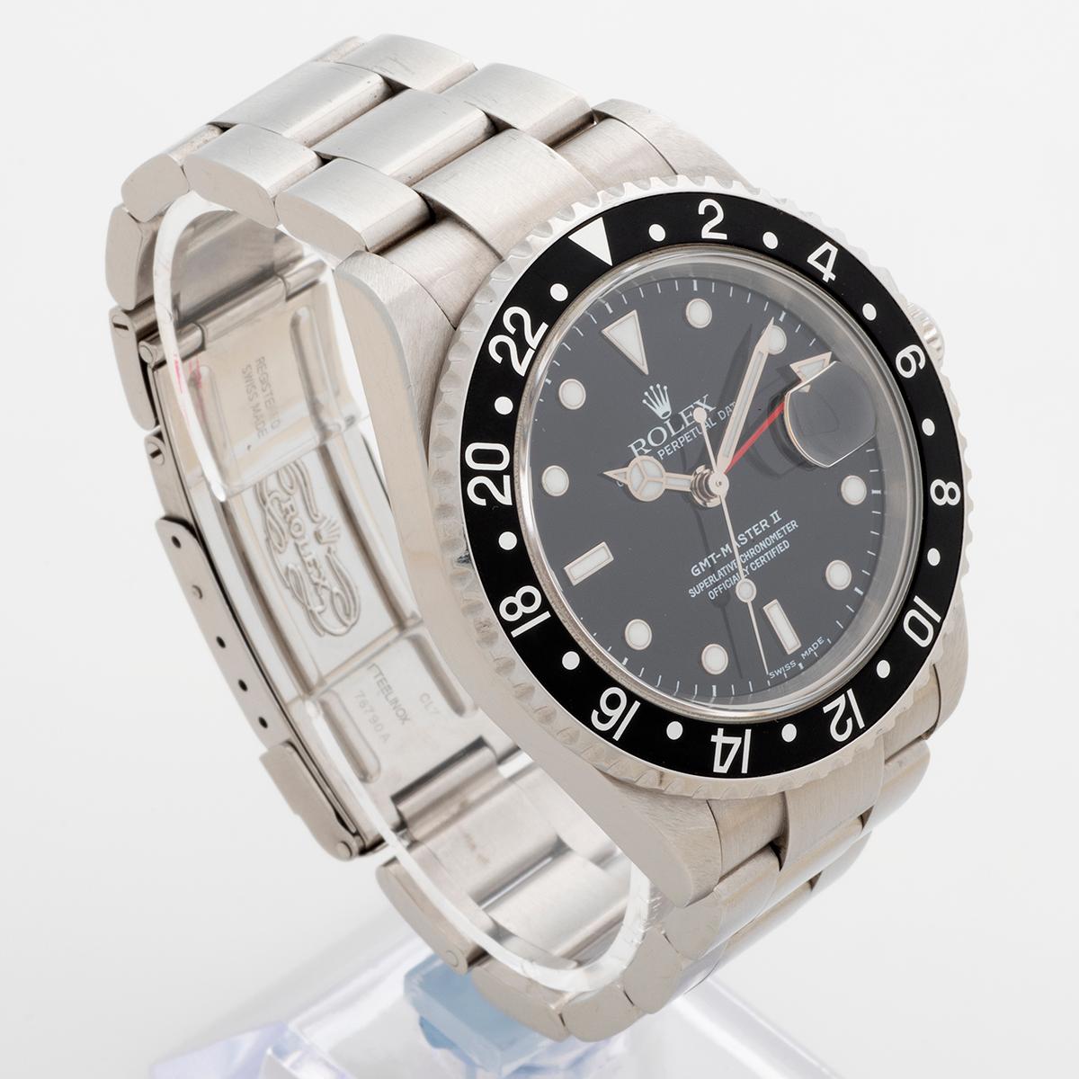 Montre-bracelet GMT Master II Rolex ref 16710. Cadran, boîte et papiers suisses, 2004  Excellent état - En vente à Canterbury, GB