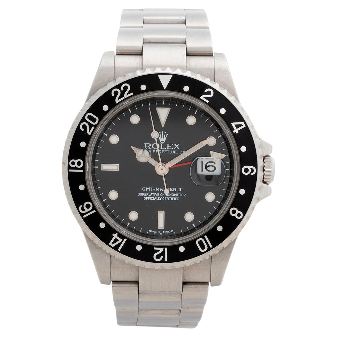 Montre-bracelet GMT Master II Rolex ref 16710. Cadran, boîte et papiers suisses, 2004  en vente