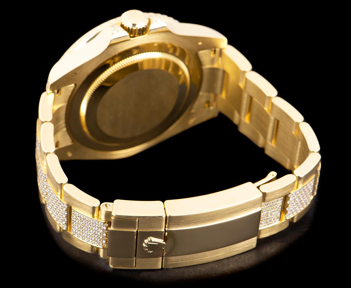 Rolex GMT-Master II Yellow Gold Black Dial Sapphire & Diamond Set B&P 116758SANR 2