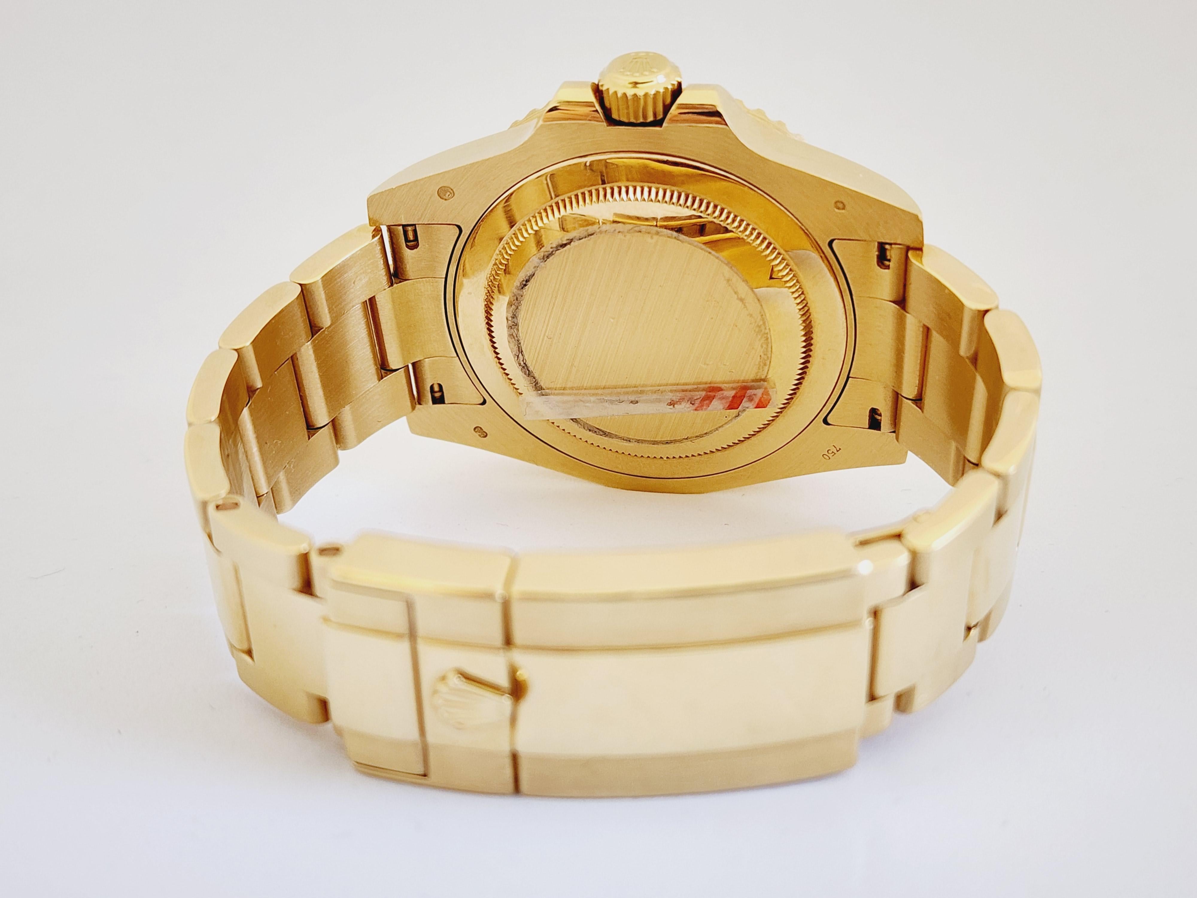Rolex GMT-Master II Austern-Armband aus Gelbgold mit grünem Zifferblatt und schwarzer Keramik-Lünette für Damen oder Herren im Angebot