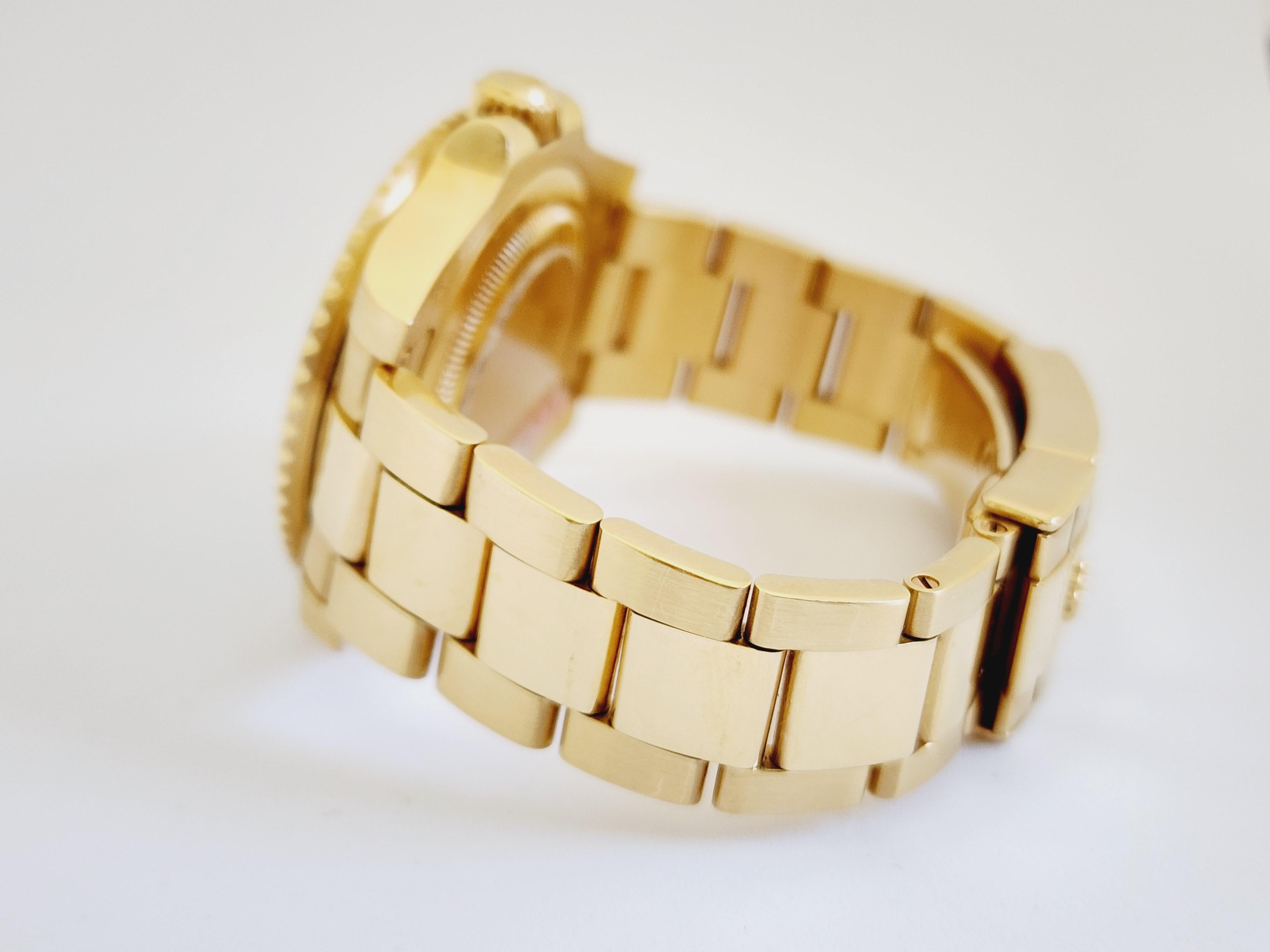 Women's or Men's Rolex GMT-Master II Yellow Gold Green Dial & Black Ceramic Bezel Oyster Bracelet For Sale