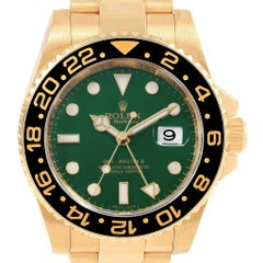 Rolex GMT Master II Yellow Gold Green Dial Men's Watch 116718 Unworn