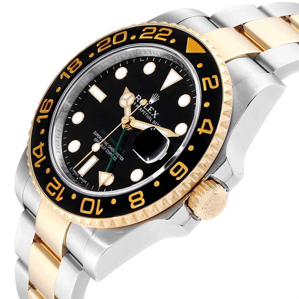 Rolex GMT Master II Yellow Gold Steel Automatic Men's Watch 116713 For Sale 2