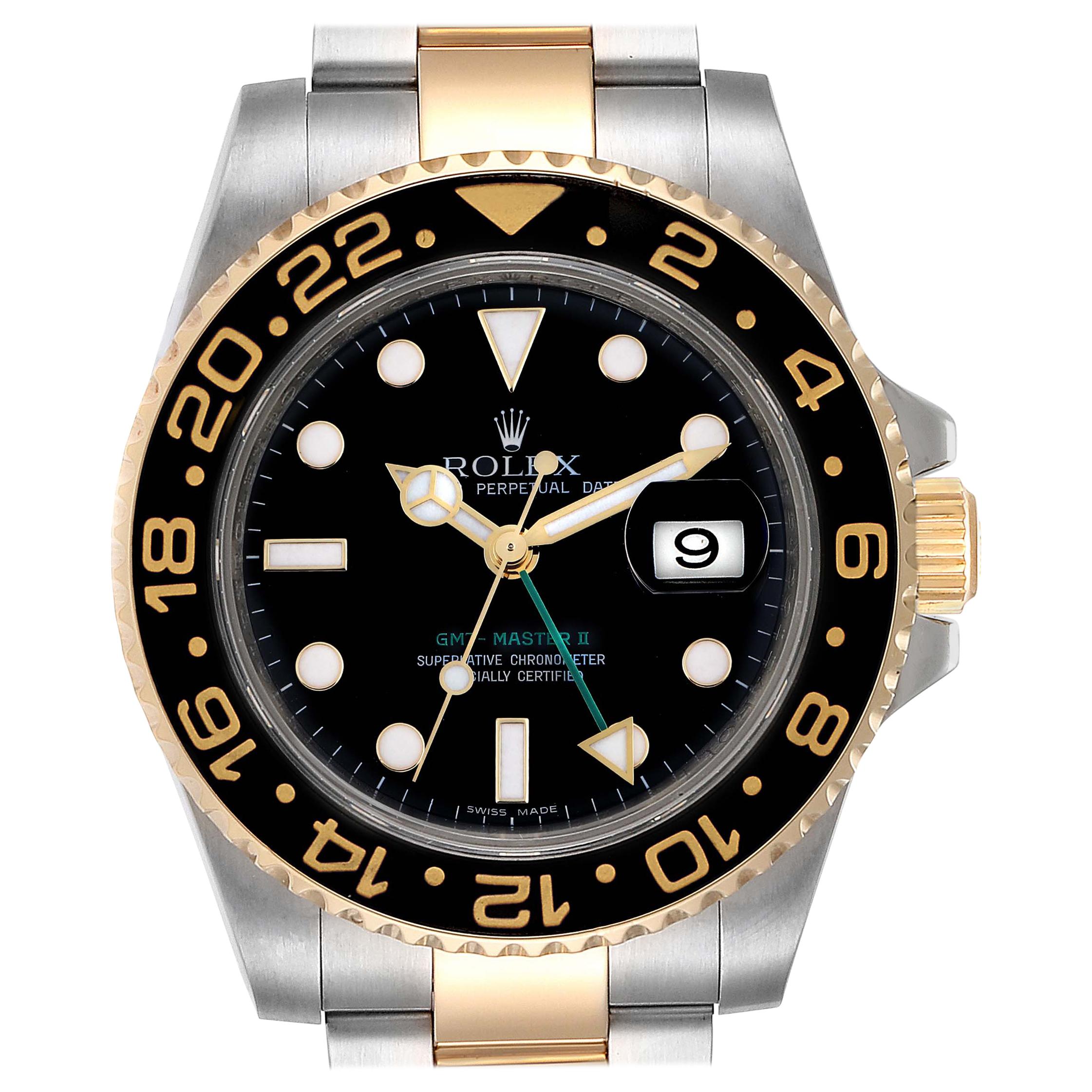 Rolex GMT Master II Yellow Gold Steel Automatic Men's Watch 116713 For