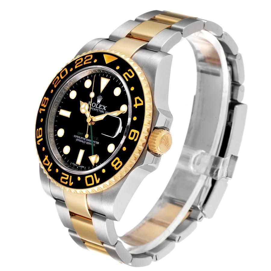 Rolex GMT Master II Herrenuhr aus Gelbgold mit schwarzem Zifferblatt 116713 Boxkarte im Angebot 1