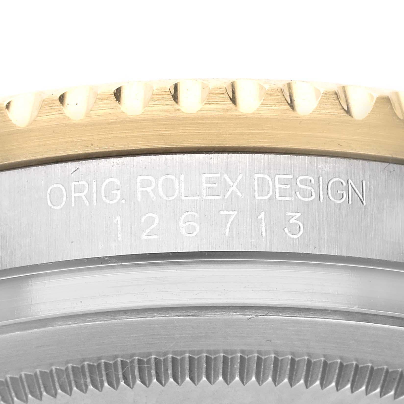 Rolex GMT Master II Yellow Gold Steel Grey Bezel Mens Watch 126713 Box Card For Sale 3