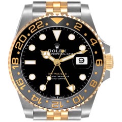 Rolex GMT Master II Yellow Gold Steel Grey Bezel Mens Watch 126713 Box Card