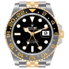 Rolex GMT Master II Yellow Gold Steel Grey Bezel Mens Watch 126713 Box Card