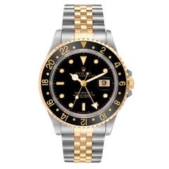 Rolex GMT Master II Yellow Gold Steel Jubilee Bracelet Mens Watch 16713