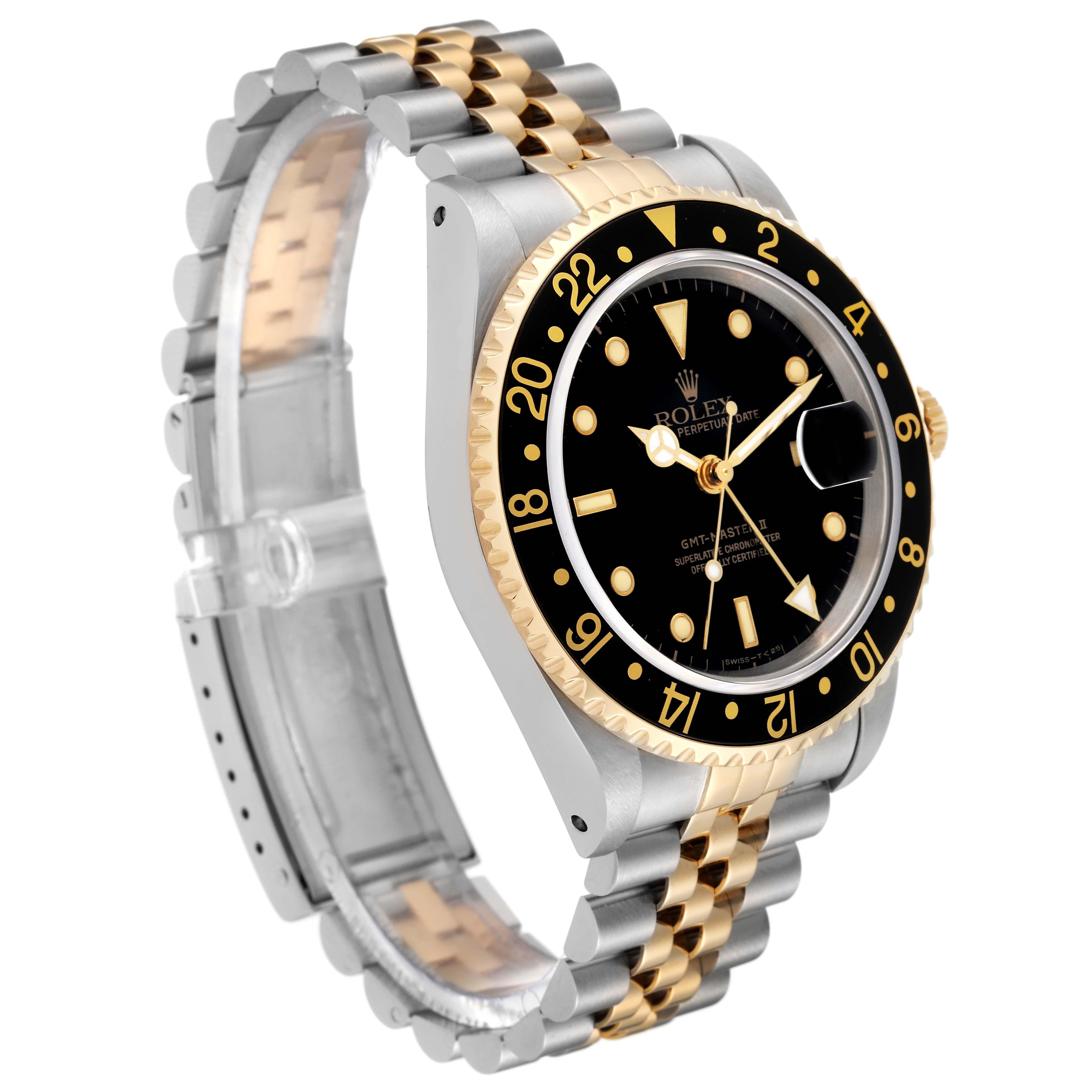 Rolex GMT Master II Yellow Gold Steel Jubilee Bracelet Mens Watch 16713 In Good Condition In Atlanta, GA