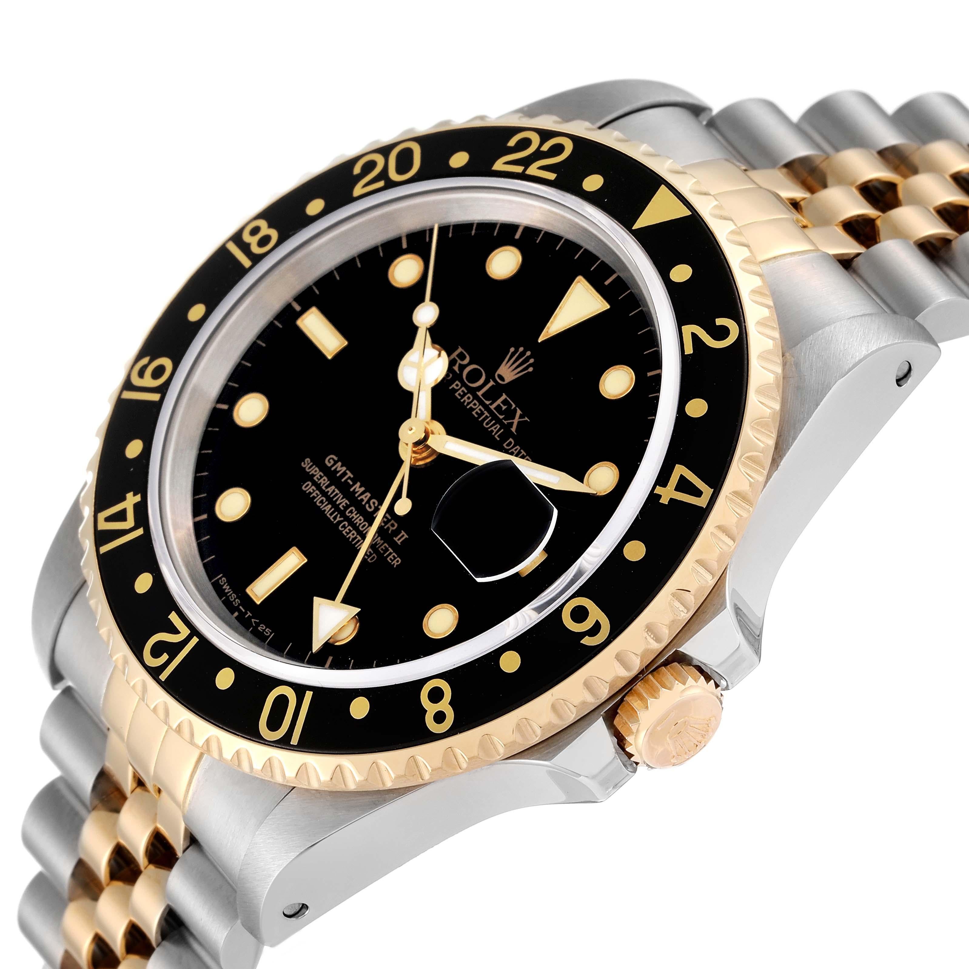 Rolex GMT Master II Yellow Gold Steel Jubilee Bracelet Mens Watch 16713 1