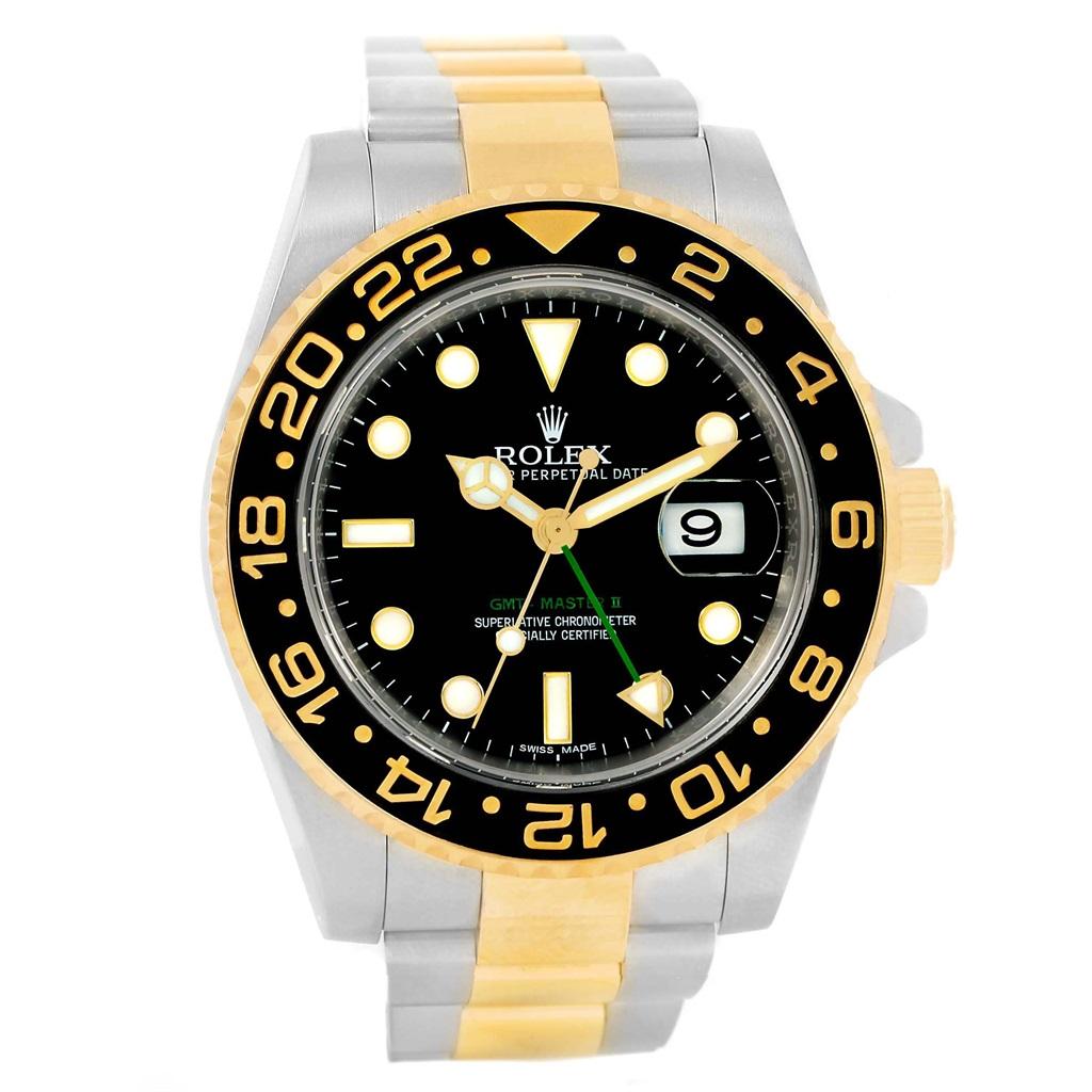 Rolex GMT Master II Yellow Gold Steel Men’s Watch 116713 Box Card 6