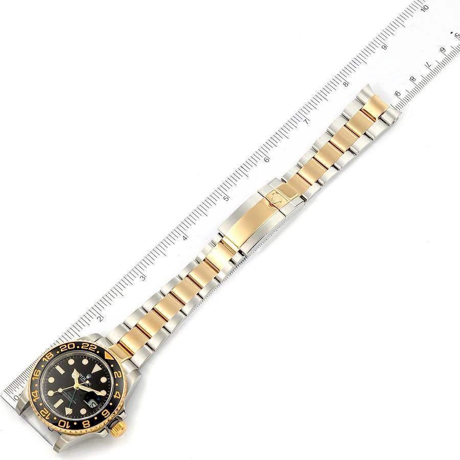 Rolex GMT Master II Yellow Gold Steel Mens Watch 116713 Box Card For Sale 6