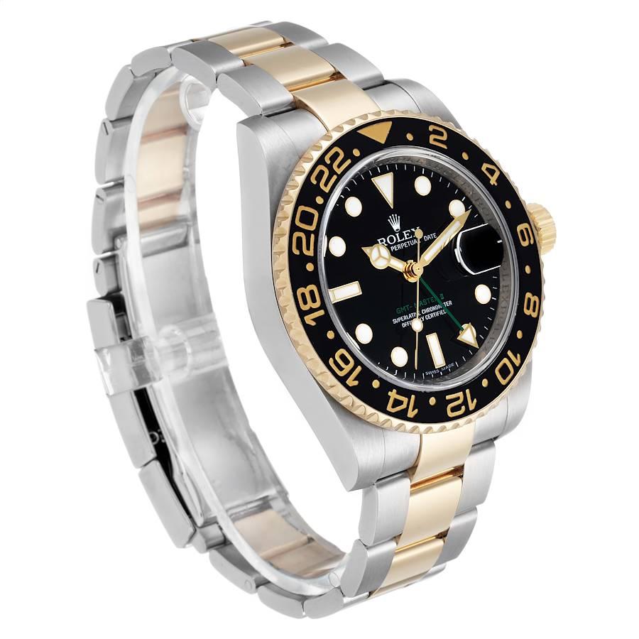 Rolex GMT Master II Yellow Gold Steel Mens Watch 116713 In Excellent Condition For Sale In Atlanta, GA