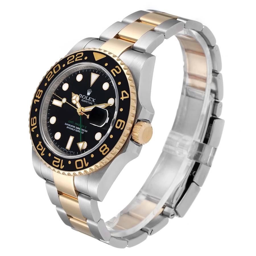 Men's Rolex GMT Master II Yellow Gold Steel Mens Watch 116713 For Sale