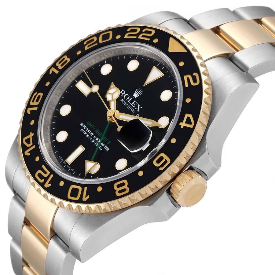 Rolex GMT Master II Yellow Gold Steel Mens Watch 116713 For Sale 1