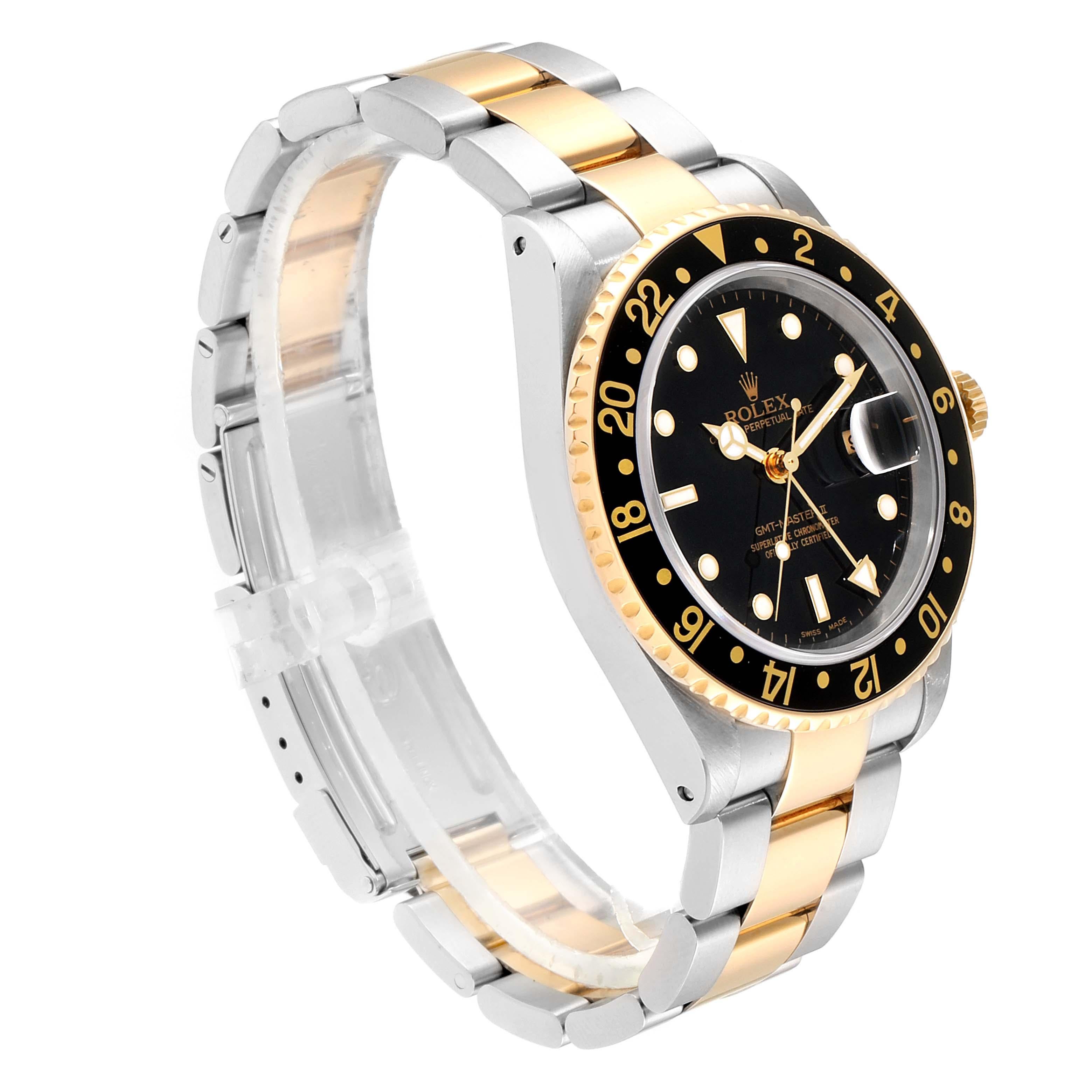 Rolex GMT Master II Yellow Gold Steel Oyster Bracelet Men's Watch 16713 In Excellent Condition In Atlanta, GA