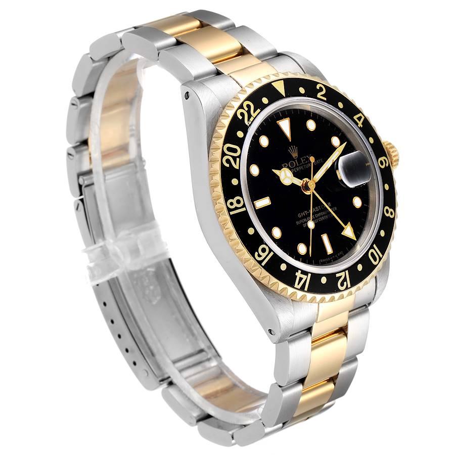 Rolex GMT Master II Yellow Gold Steel Oyster Bracelet Men's Watch 16713 In Excellent Condition For Sale In Atlanta, GA