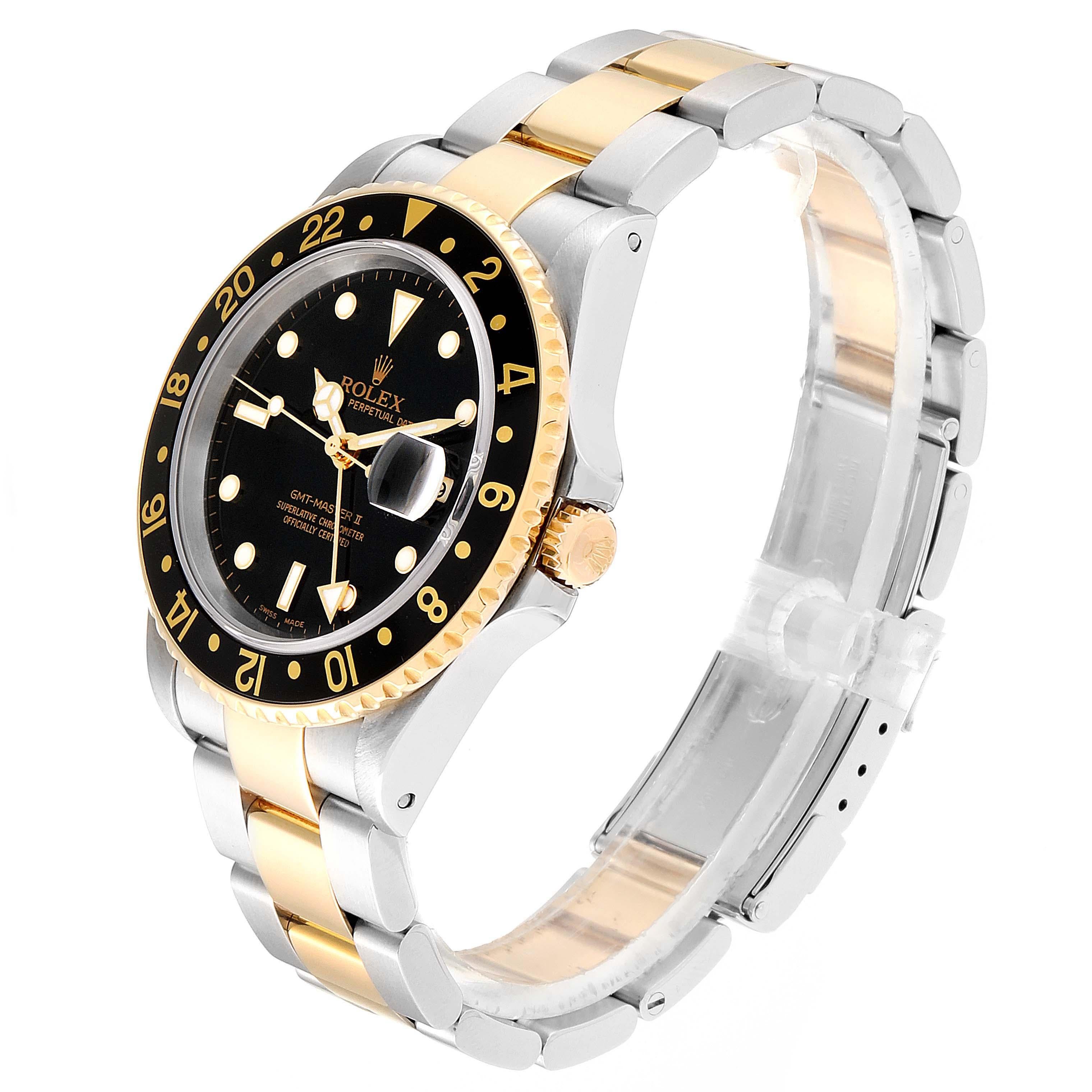 Rolex GMT Master II Yellow Gold Steel Oyster Bracelet Men's Watch 16713 1