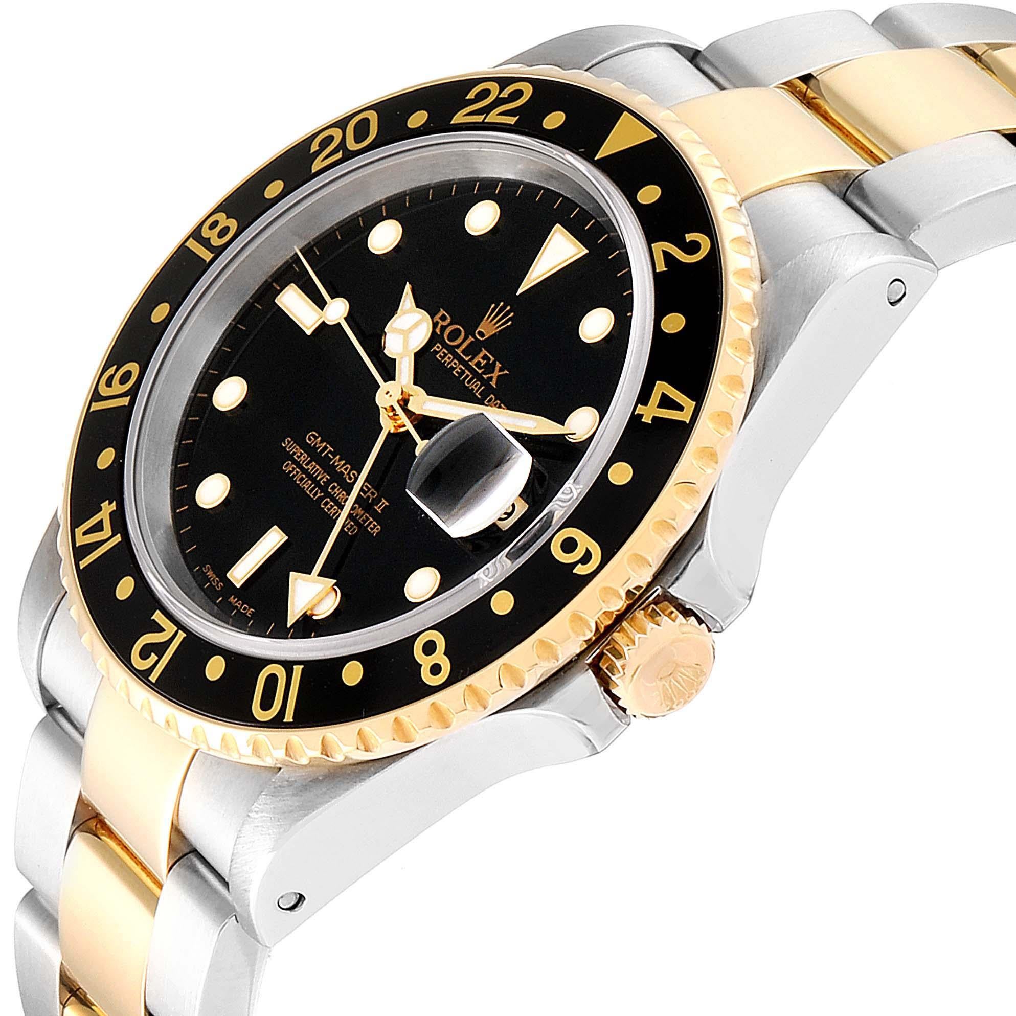 Rolex GMT Master II Yellow Gold Steel Oyster Bracelet Men's Watch 16713 2