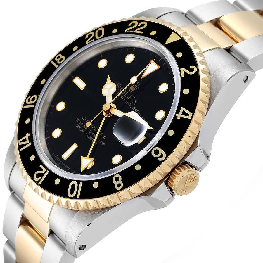 Rolex GMT Master II Yellow Gold Steel Oyster Bracelet Men's Watch 16713 For Sale 2