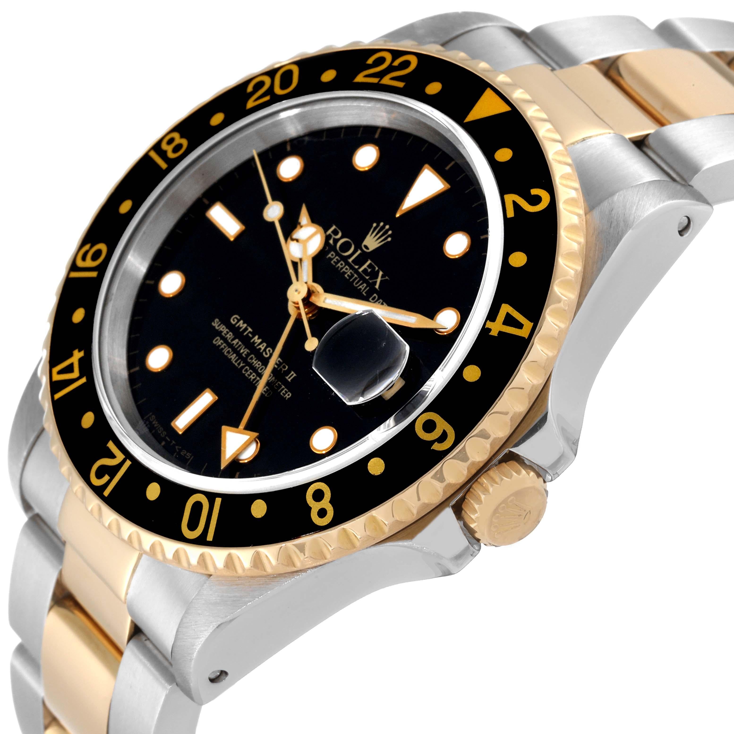 Rolex GMT Master II Yellow Gold Steel Oyster Bracelet Mens Watch 16713 For Sale 1