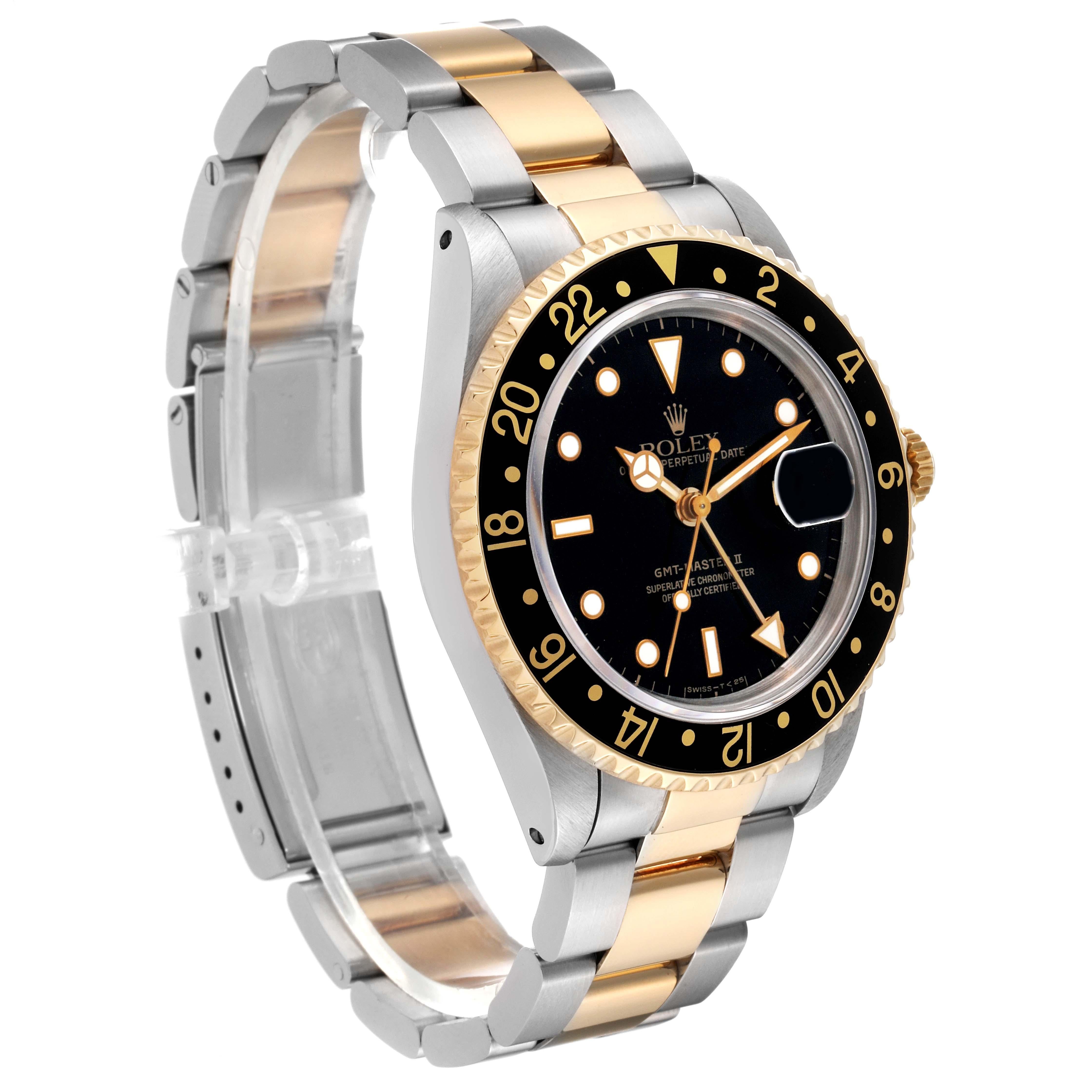 Rolex GMT Master II Yellow Gold Steel Oyster Bracelet Mens Watch 16713 For Sale 3