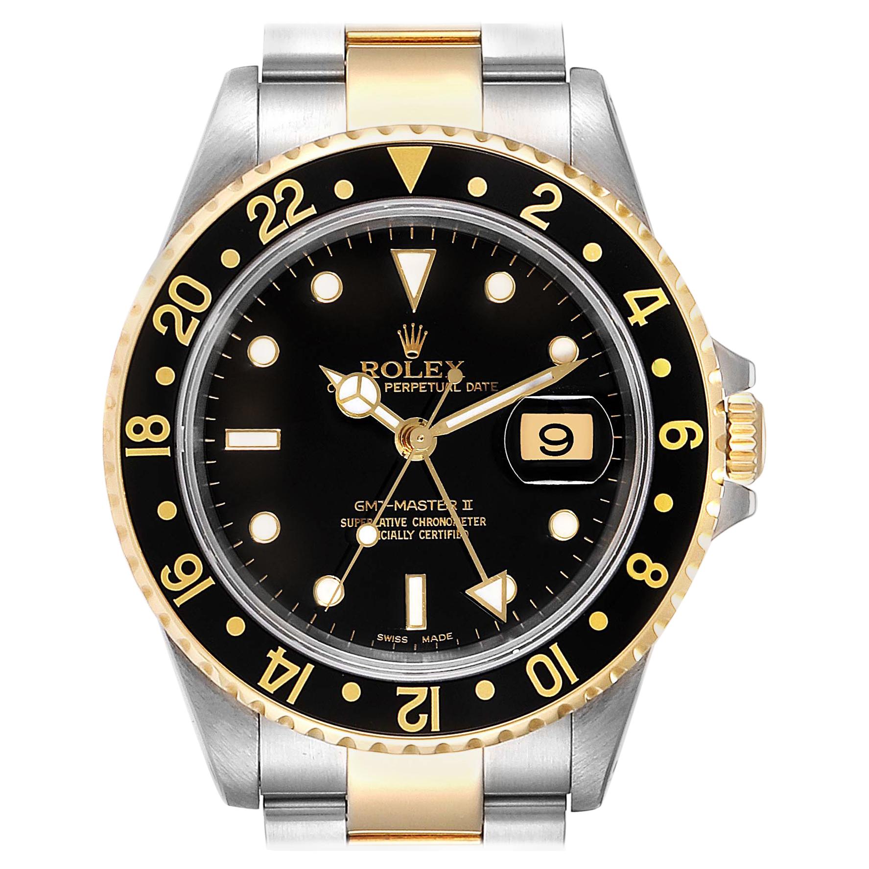 Rolex GMT Master II Yellow Gold Steel Oyster Bracelet Men's Watch 16713