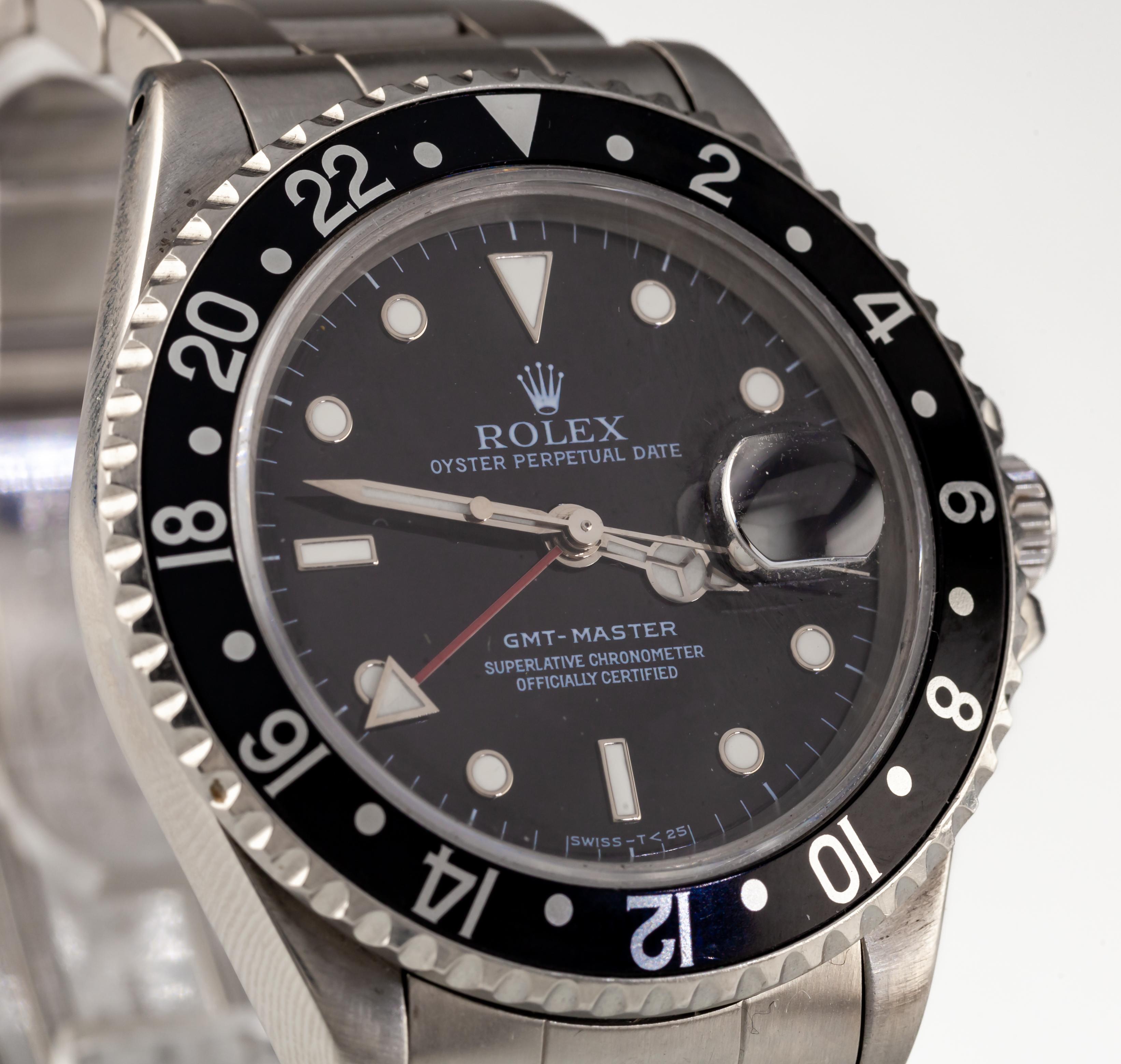 Rolex GMT Master Men's Stainless Steel Automatic Watch 16700 Black Dial w/ Box For Sale 1