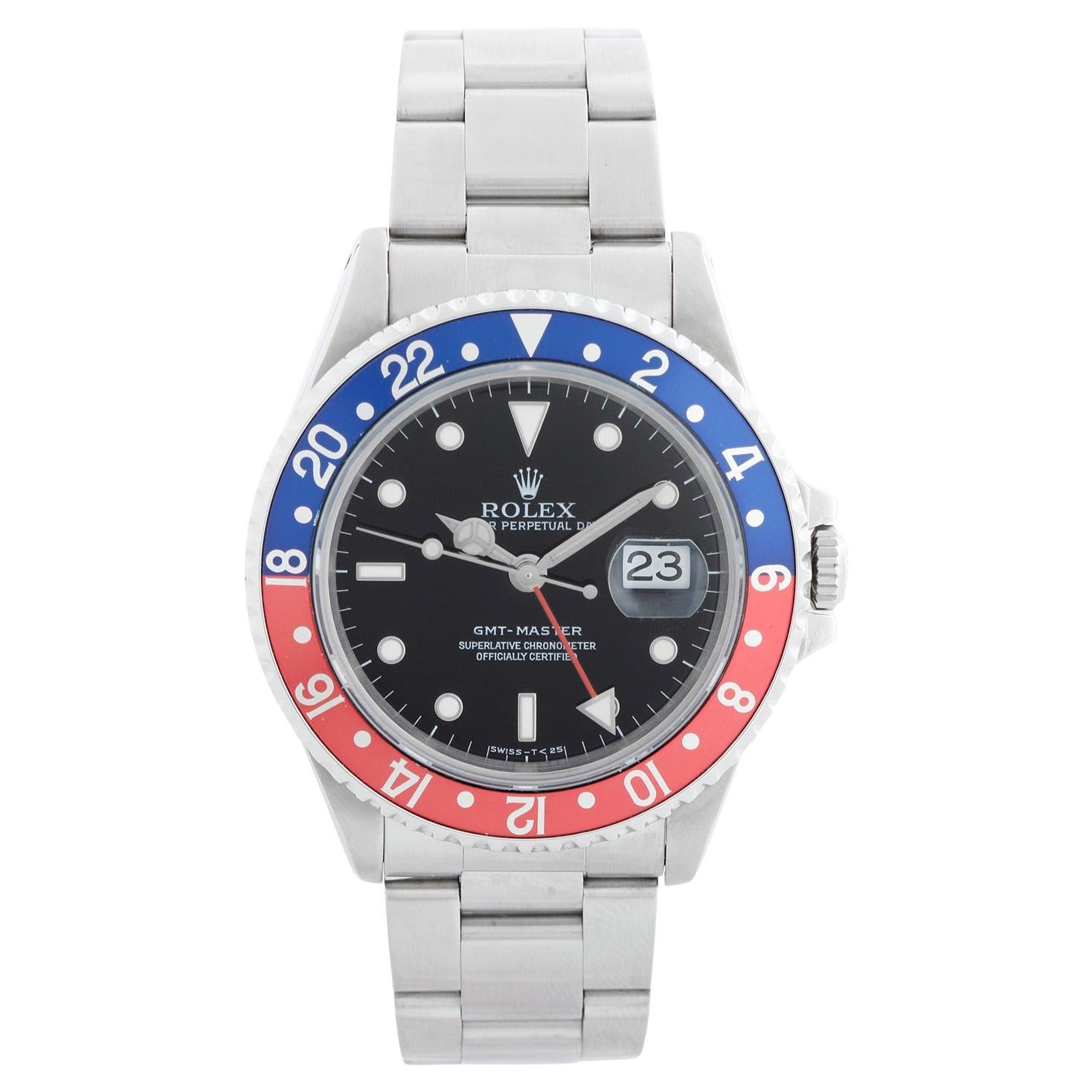 Rolex GMT-Master Reloj de acero inoxidable para hombre Bisel azul y rojo 16700