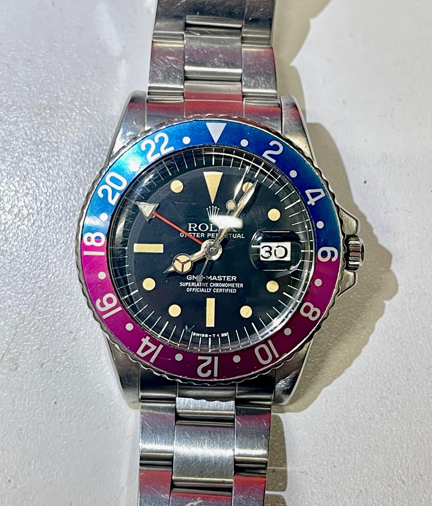 ROLEX GMT-MASTER PEPSI BEZEL REF. 1675 MINT VINTAGE C. 1966

ITEM DESCRIPTION: 
One Rare Vintage Rolex GMT Master Pepsi Bezel R#1675 Wristwatch. It has the Serial Number 130XXXX dating it to 1966, almost 50 years ago! The watch appears to be in