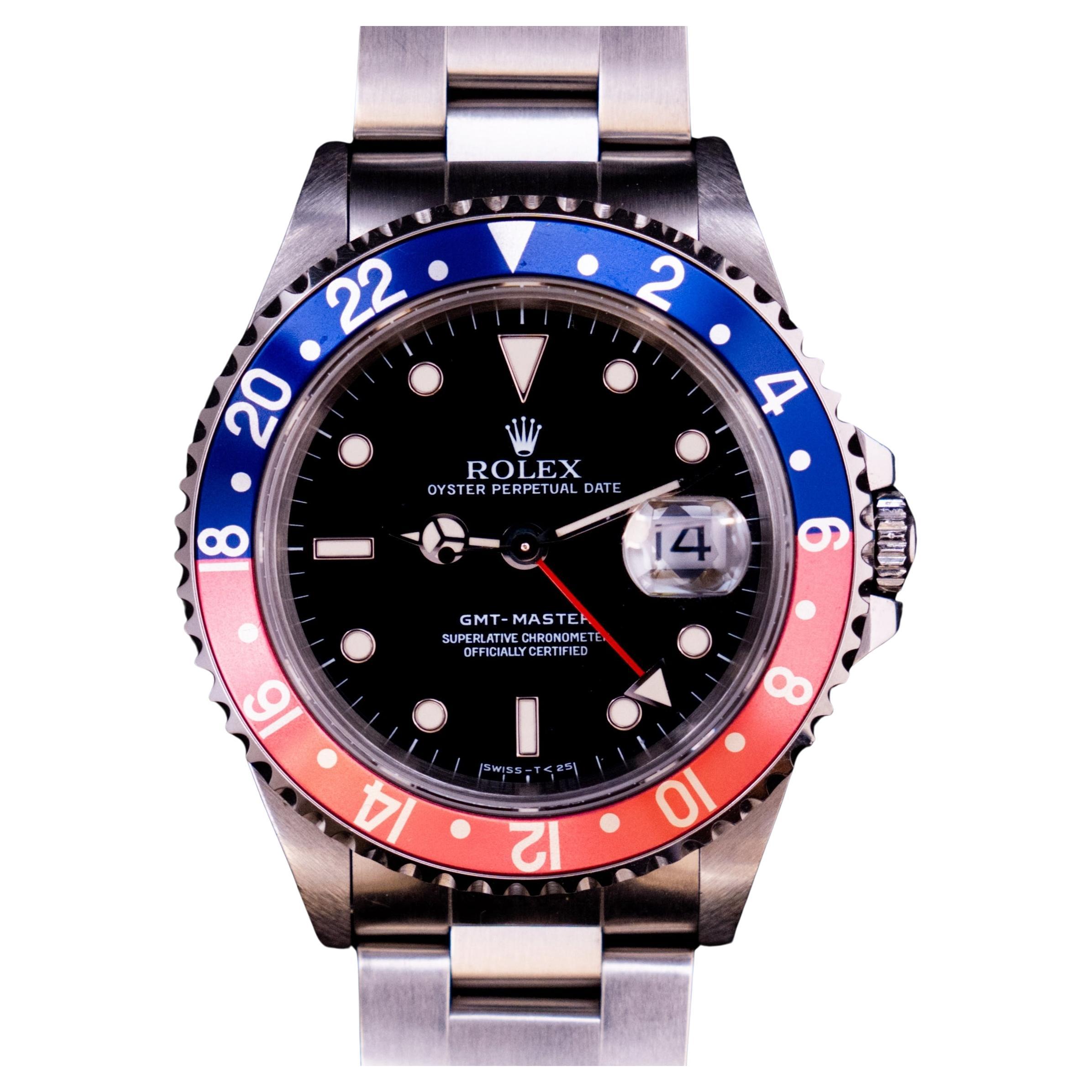 Rolex GMT-Master Pepsi Black Dial Creamy 16700 Steel Automatic Watch 1996