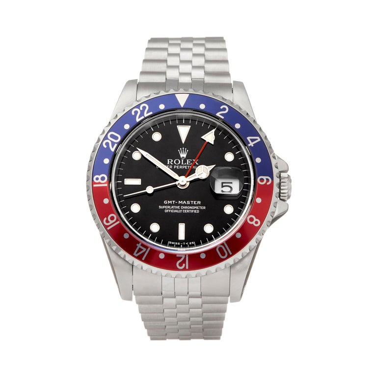 Rolex GMT Master Pepsi Stainless Steel 16700 Wrist Watch at 1stDibs | rolex  gmt master ii pepsi on wrist