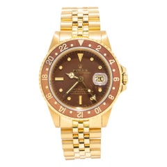 Rolex GMT-Master Rare Retro Nipple Enamel Dial 18k Yellow Gold Jubilee