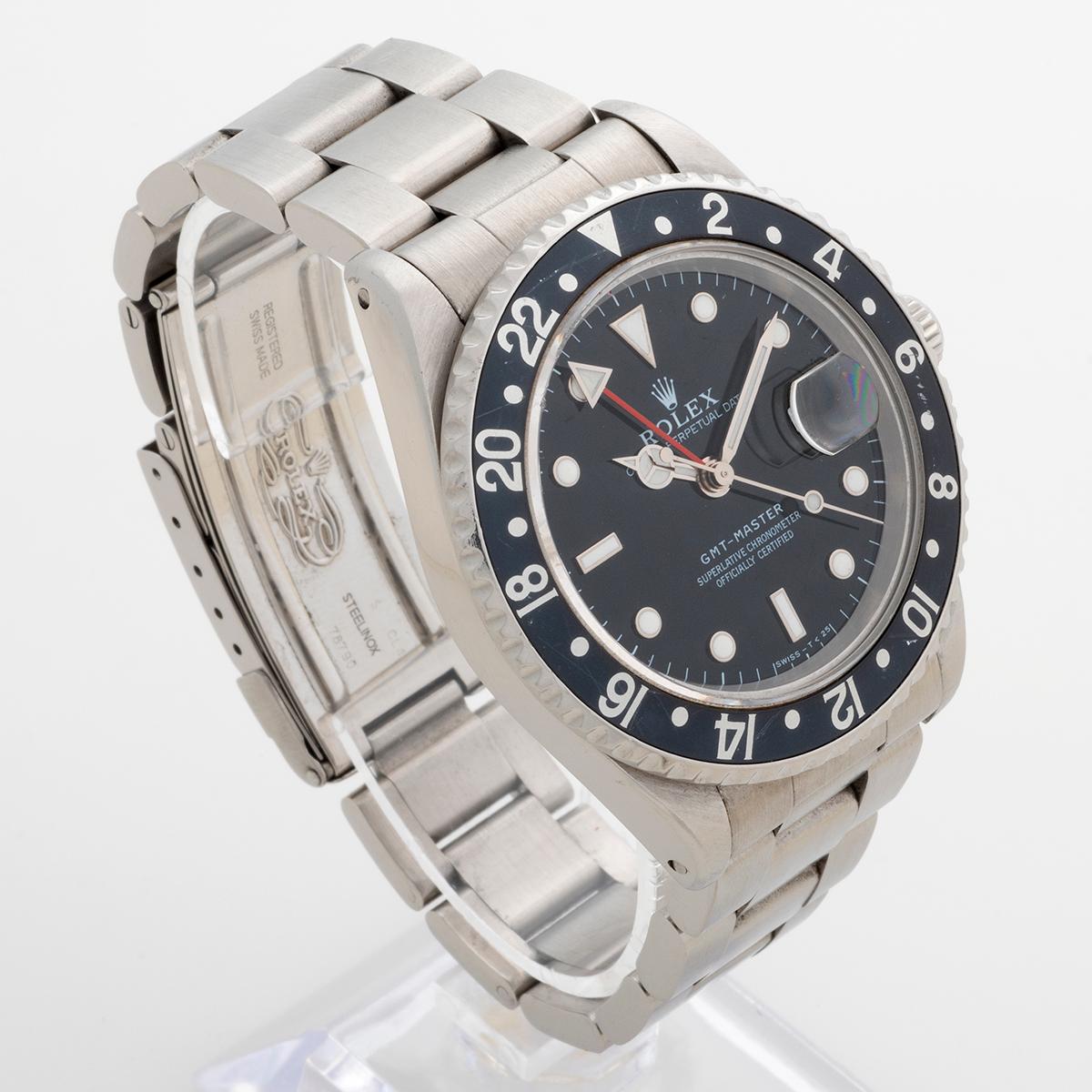 Montre-bracelet GMT Master Réf 16700 de Rolex, cadran Tritium Coeval. B&Ps', année 1997 Excellent état - En vente à Canterbury, GB