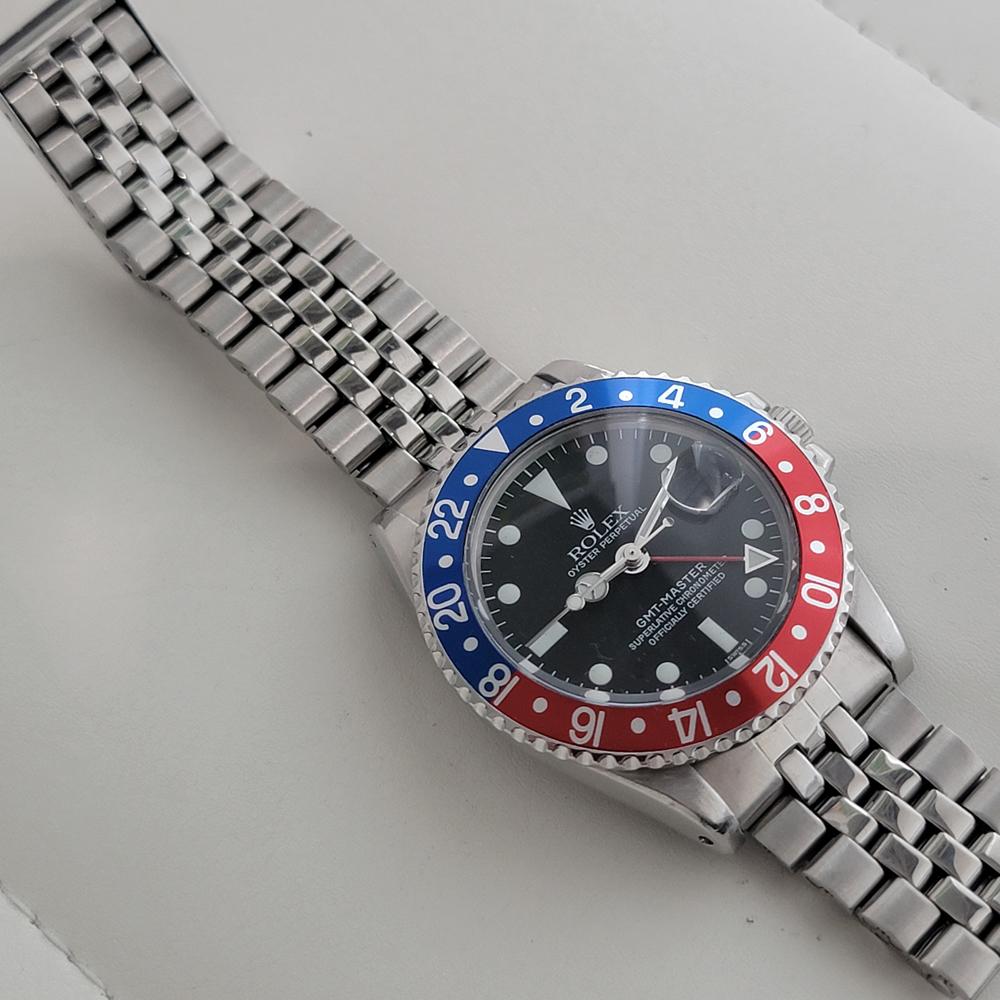 Rolex GMT Master Ref 1675 40mm Bisel Pepsi Mens 1970s Vintage Automático RA658 en venta 3