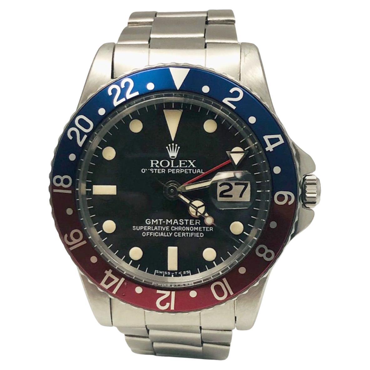 Rolex GMT-Master Ref. 1675 'Pepsi' Stainless Steel Red & Blue Bezel Watch