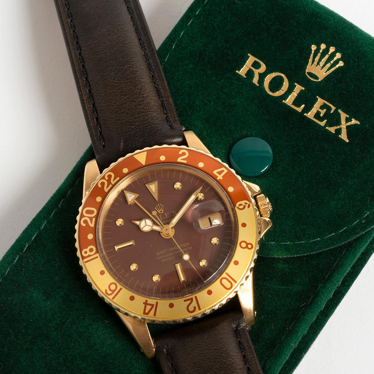 Rolex GMT Master Referenz 1675 (1675/8 intern an Rolex) „Root Beer“, 1972 im Angebot 1