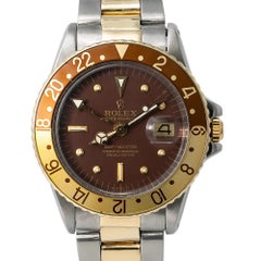 Rolex GMT-Master Root Beer 1675 Automatic 18K TT Watch Matt Nipple Dial W/Papers