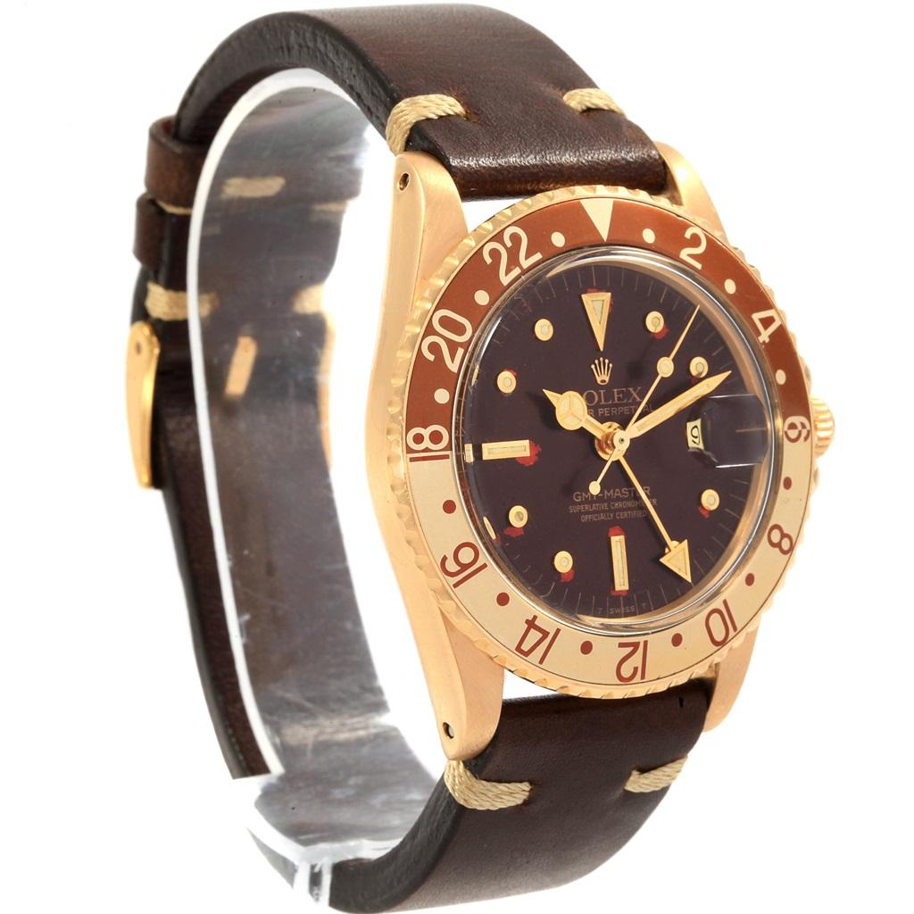 Rolex GMT Master Rootbeer Gold Nipple Dial Vintage Watch 1675 2